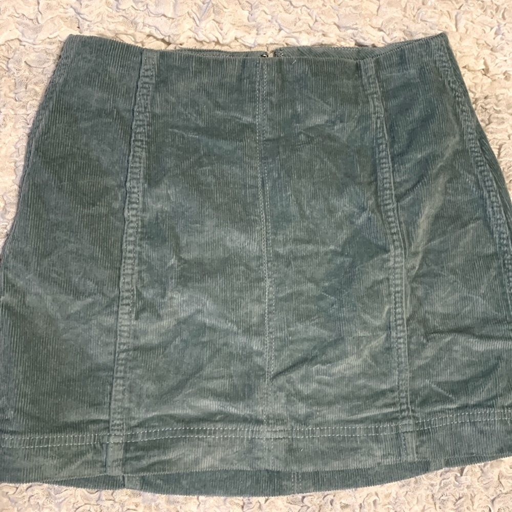 Teal mini skirt corduroy fabric